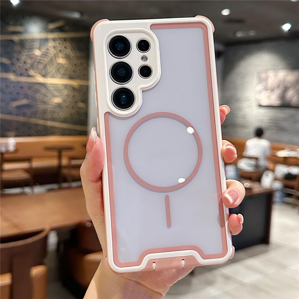 Ins Style Multicolored Four Corner Anti Drop Magnetic Ring Phone Case for Samsung S26Ultra Film PC Shockproof Cover