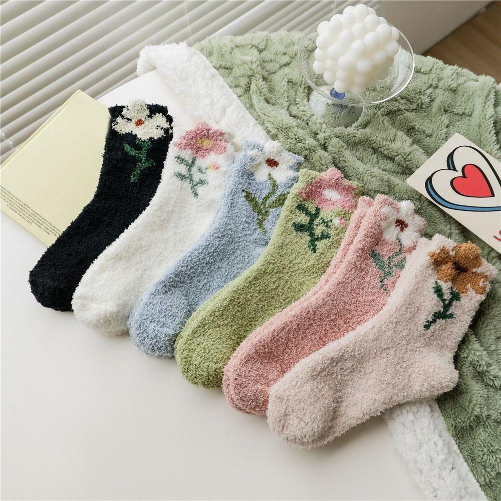 6Pairs Thickened Floor Plush Socks Winter Warm Socks Women Comfortable Coral Fleece Socks  Autumn