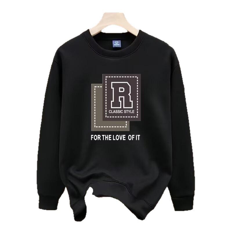 European Trendy Men's Printed Round Neck Hoodie - Slim-Fit Versatile Autumn/Winter Top