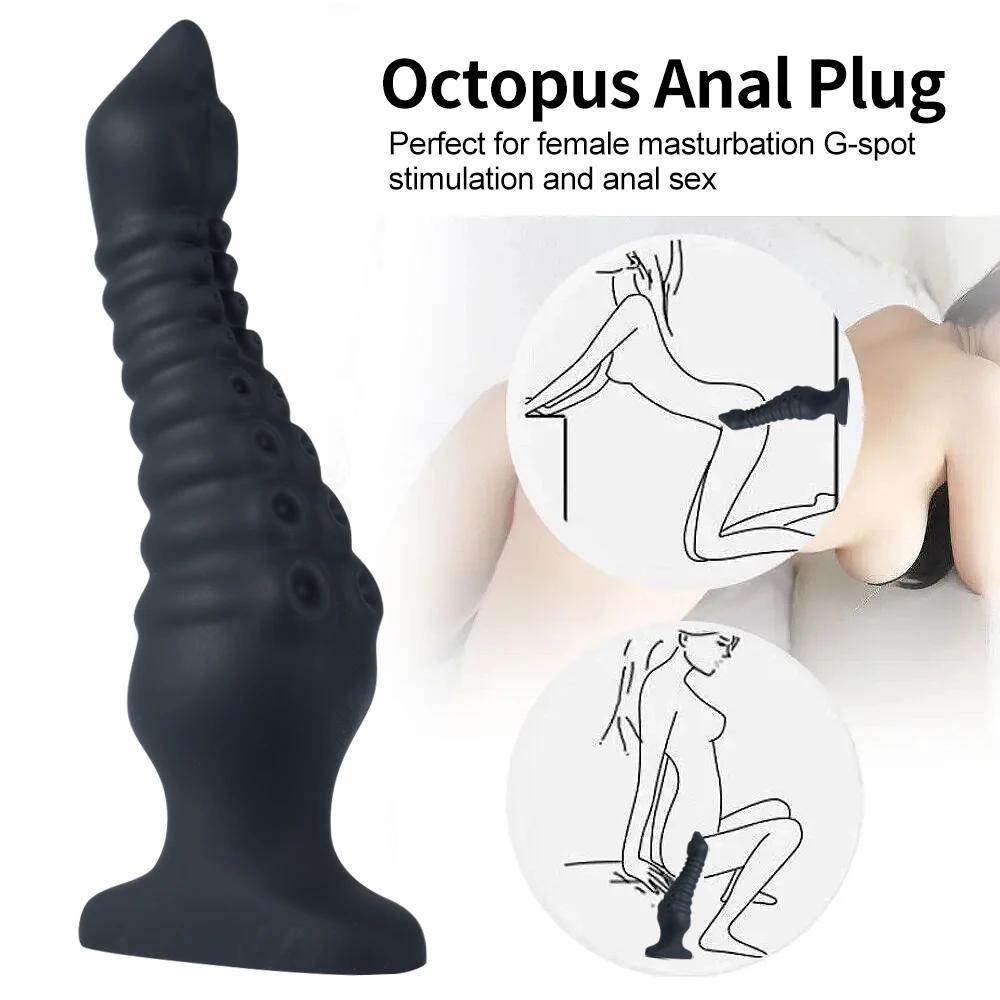 Octopus Black Huge Anal Plug Tentacles Dildo Big Buttplug Sex Toy Women Men Masturbators Silicone Anal Toy Big Dilator Butt Plug
