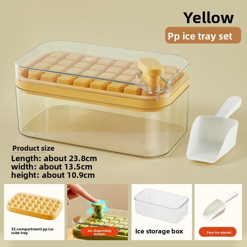 Silicone Ice Cube Tray Mold With Lid Shovel Storage Box One Click Ice Maker Dishwasher Safe Easy Clean Kitchen Bar Accessories