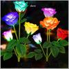 Solar Garden Lights - Outdoor Solar Lights, 7-Color Color Changing Rose Lights, Garden Decor, Enlarged Solar Panels, More Realistic Roses