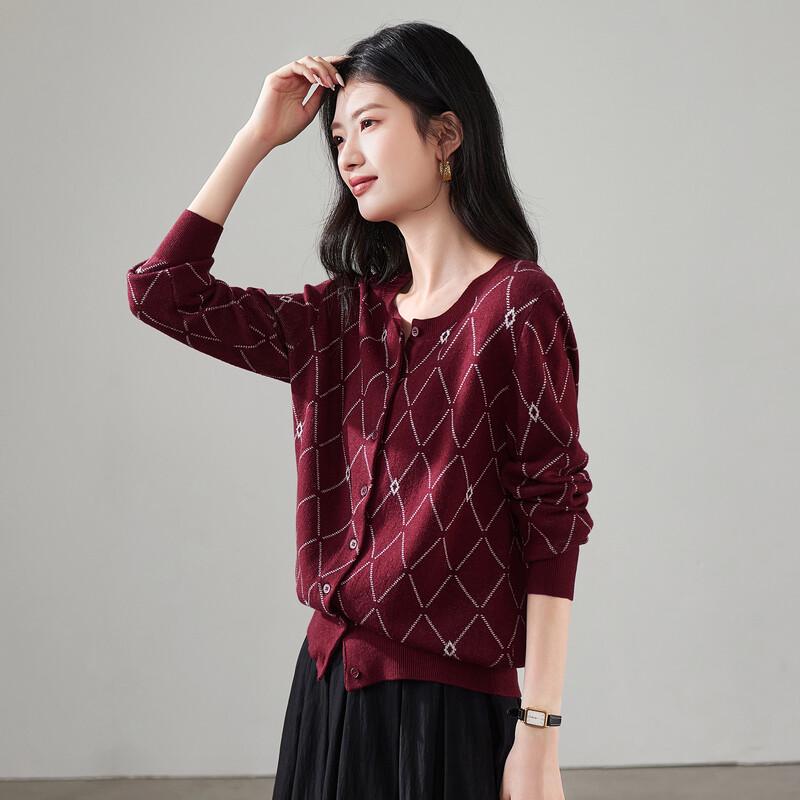 SOFSIL Women s Diamond Pattern Wool Blend Cardigan XL