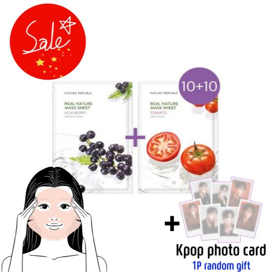 

Маска Nature Republic Real Nature 20 шт. (10 ягод ягод акаи + 10 помидоров)