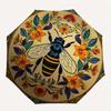 Colorful Bee and Floral Decorative PlateUmbrella with Cute Design, Portable 3-Fold Compact Umbrella for Men & Women, Valentine's Day Mother's Day Hall