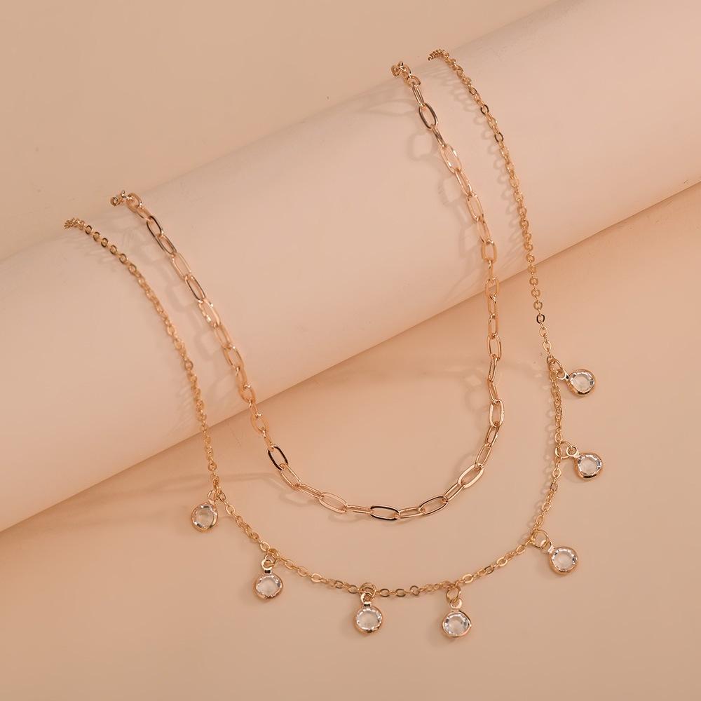 Crystal Fringed Pendant Multi-layer Personalized Stacked Chain Collarbone Chain