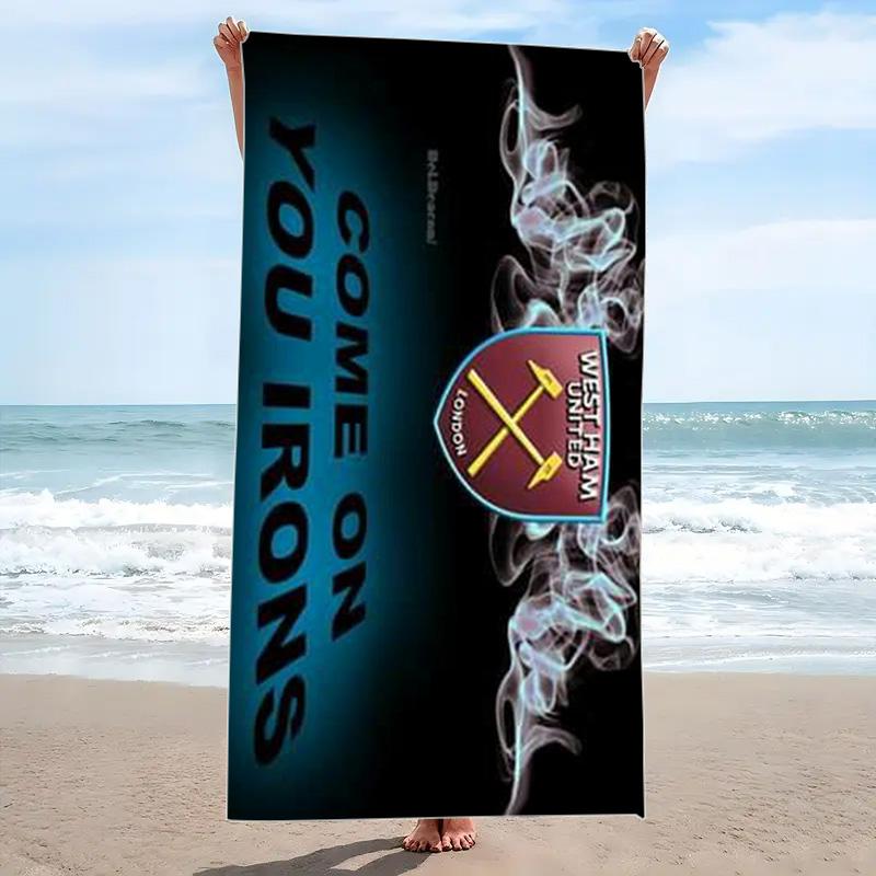 West Ham United FC Logo Print Beach Towel, Large Soft Quick Dry Towel for Beach Camping Swimming