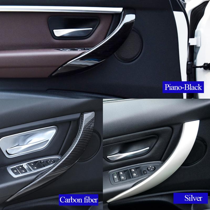Carbon Fiber Interior Car Door Handle Cover Panel Trim For BMW 3 4 Series F30 F31 F32 F33 F34 F35 F36 F80 F82 F83 2013-2018