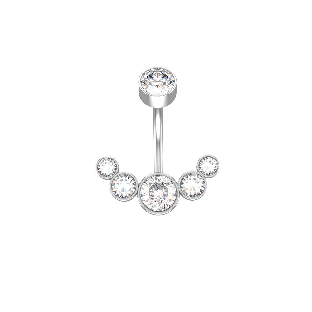 14g Crescent Jewel Cluster 316L Surgical Steel Belly Button Ring Piercing Jewelry Gift