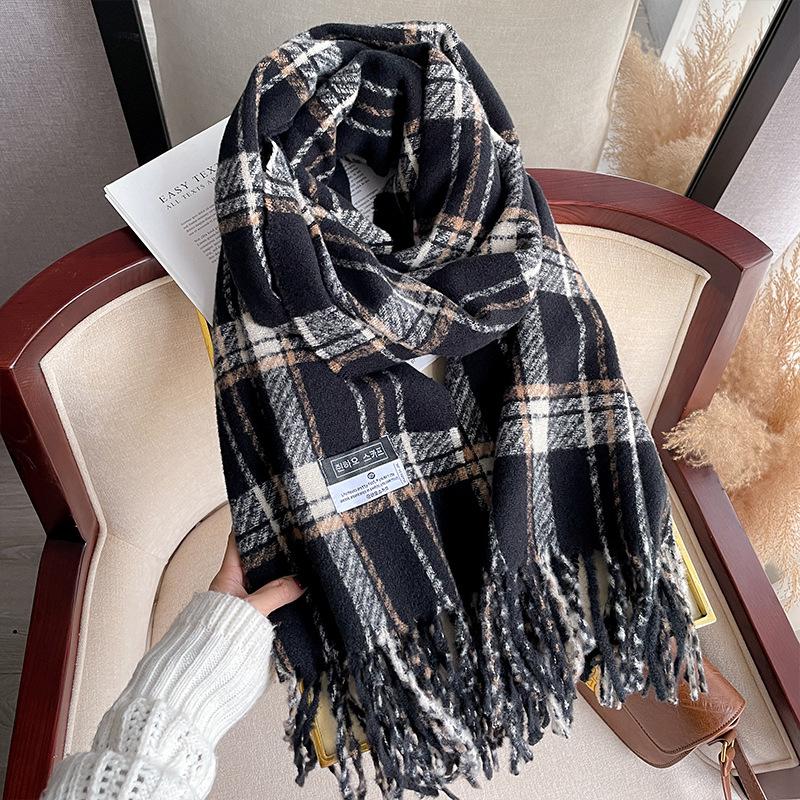 

Christmas vibe scarf women s winter retro imitation cashmere plaid shawl red couple warm scarf