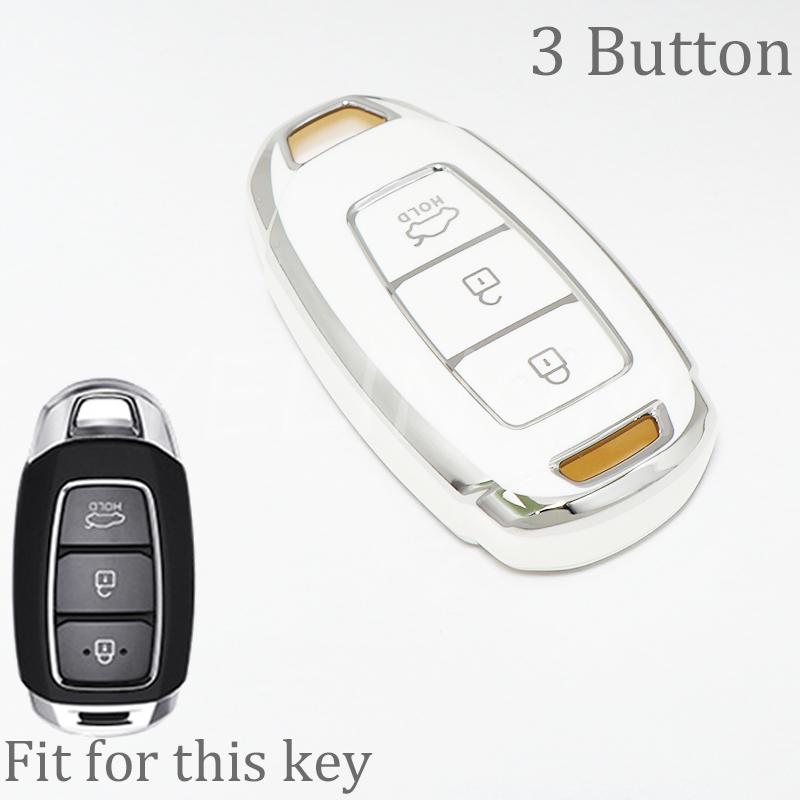 For Hyundai Kona Encino Solaris Azera Grandeur Ig Accent I30 Ix35 Santa Fe Palisade 3/4/5 Button Tpu Car Key Case Cover Keychain
