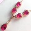 Rose Gold Plated Luxury Shiny Redstone Water Drop Pendant Women'S Pure Color Gold Necklace