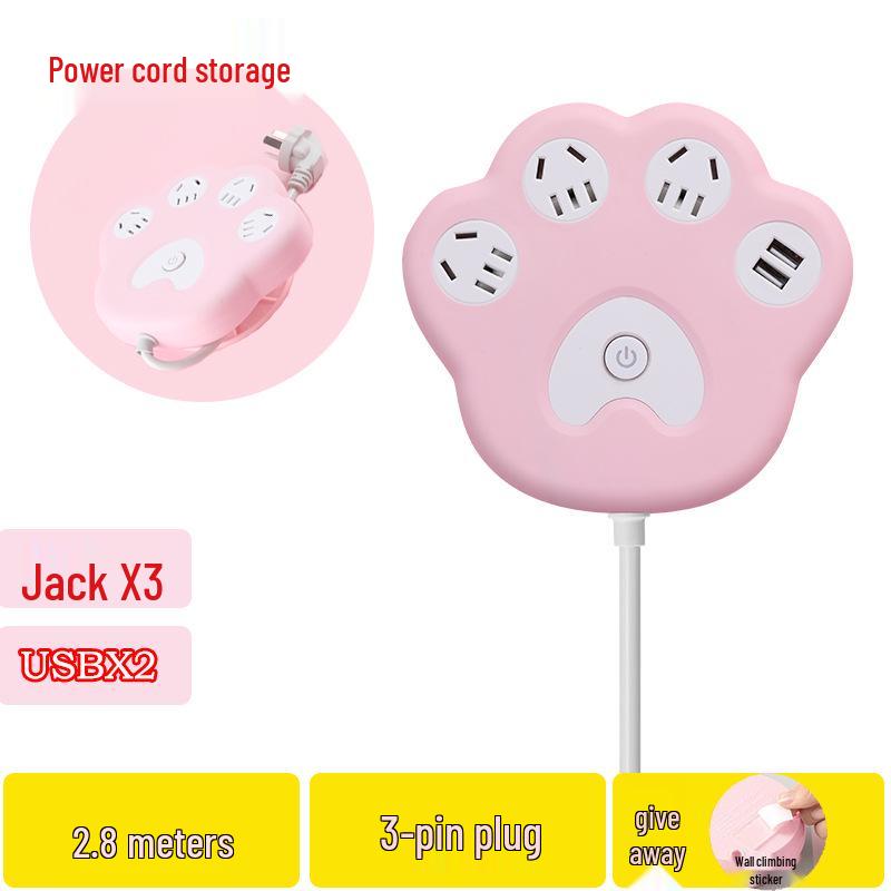 Creative Cat Paw Desktop Power Strip with USB - Multi-Outlet for Home or Office
