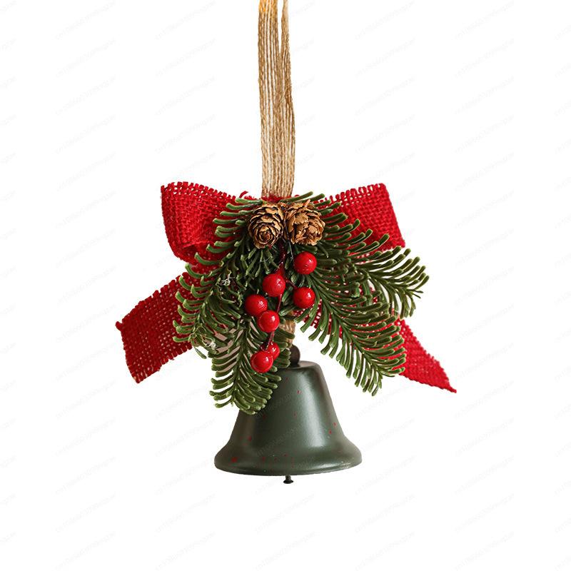 Wrought iron metal bell bow red fruit pine branch pine cone pendant door hanging Christmas decorations Christmas tree pendant