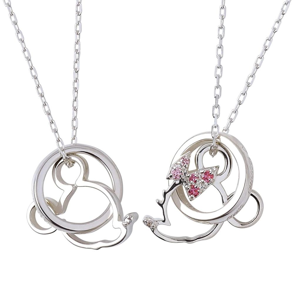 KISS Disney Collection Mickey Minnie Silver Pair Necklace
