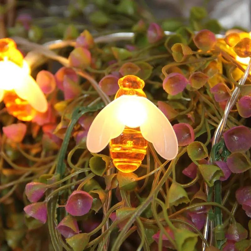 2026 Bees String Lights 10/20/40/80 LED Lights Mini Vintage Christmas Halloween Decorative String Lights Patio Garden Home