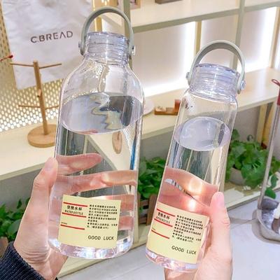 1Pcs Durable Students Simple Plastic Water Cup 400ML/1L Large Capacity Sports Cup Transparent with Text Portable Cup