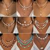 Beach Beaded Necklace Imitation Pearl Necklace Starfish Shell Retro Holiday Resin