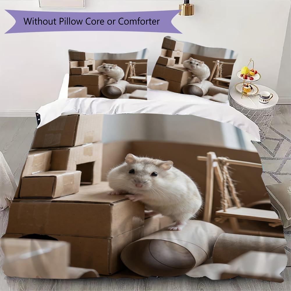 Vintage Guinea Pig Pattern Bedding uilt Set uilt Cover Pillowcase Home Decoration Birthday Gift (1 * duvet cover + 2 * pillowcase without core)