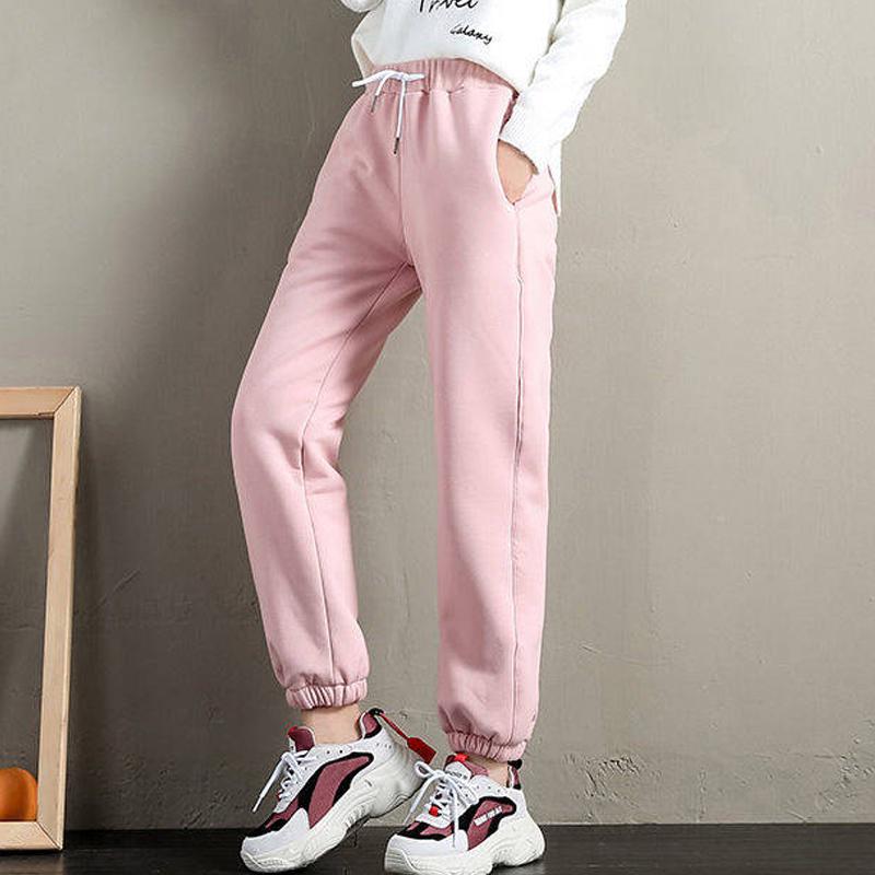 Frauen Winter Wolle Jogging Hose Dicke Baumwolle Gepolsterte Hosen Warme Sport Hosen Elastische Taille