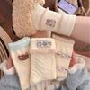 Ji Warm Fleece Socks Girls Korean Contrasting Cute Cartoon Socks Girl Flocked Bear Pile Socks