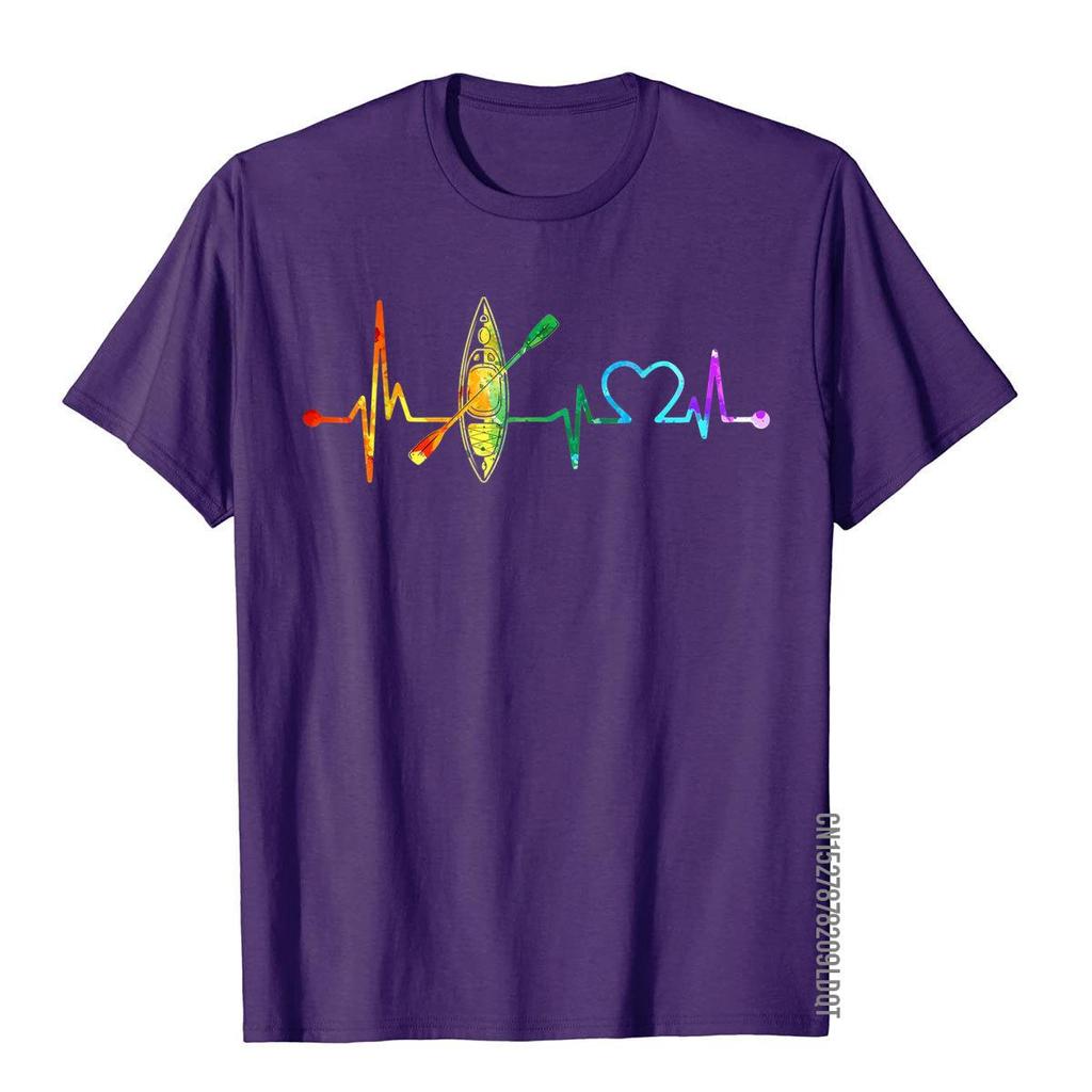 Kayaking Lover My Heartbeat Is A Kayak Vintage Color TShirt Printed On Tops  Tees Cotton Male T Shirt Simple Style On Sale