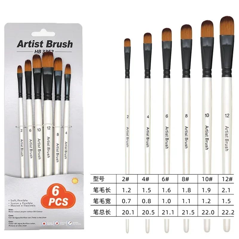 6 Pcs Draw Paint Brushes Set Kit Artist Paintbrush Round with Nylon Hair for Artist Acrylic Aquarelle Watercolor Face Painting