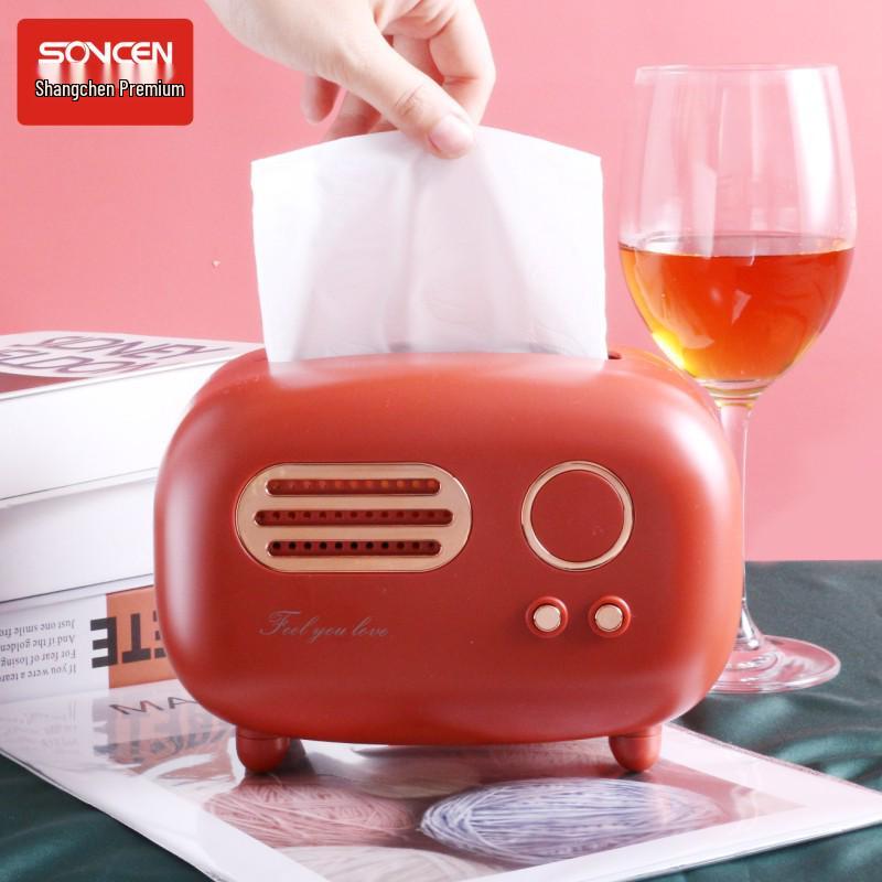 Punch-Free Retro Record Player Tissue Box - Light Luxury Storage for Home and Hotel