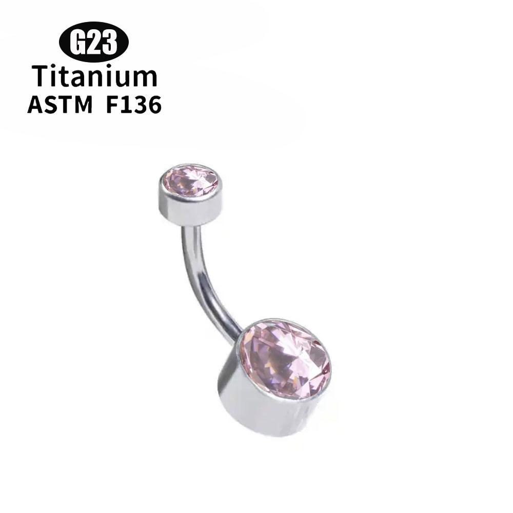 G23 Titan 5A Runder Zirkon CZ Bauchnabelring Körperschmuck Intern Gewindet Fassung gesetzt
