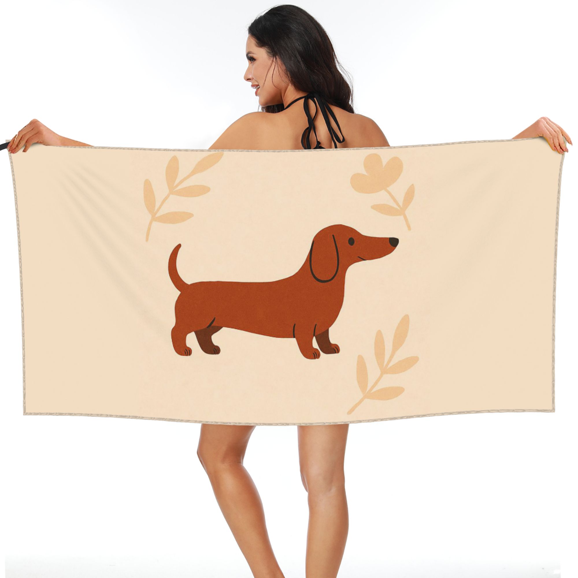 

Dachshund Pattern Art Beach Towel Soft Microfiber Quick Dry Absorbent Quick Towels For Bath W30*H60(CM)