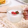 Baijie 400ML Threaded Glass Breakfast Cup with Lid & Spoon