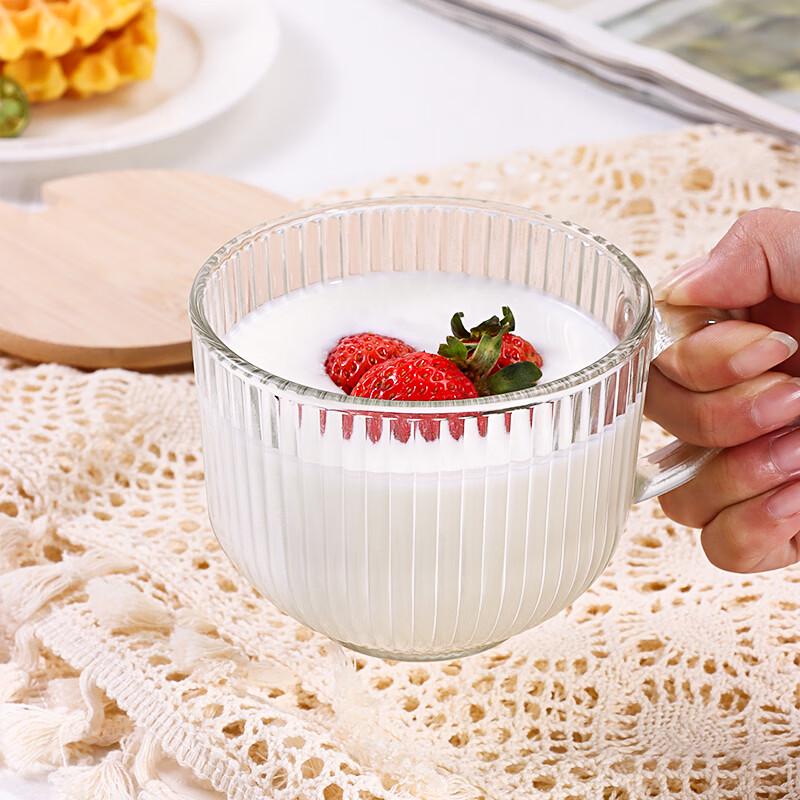 Baijie 400ML Threaded Glass Breakfast Cup with Lid & Spoon