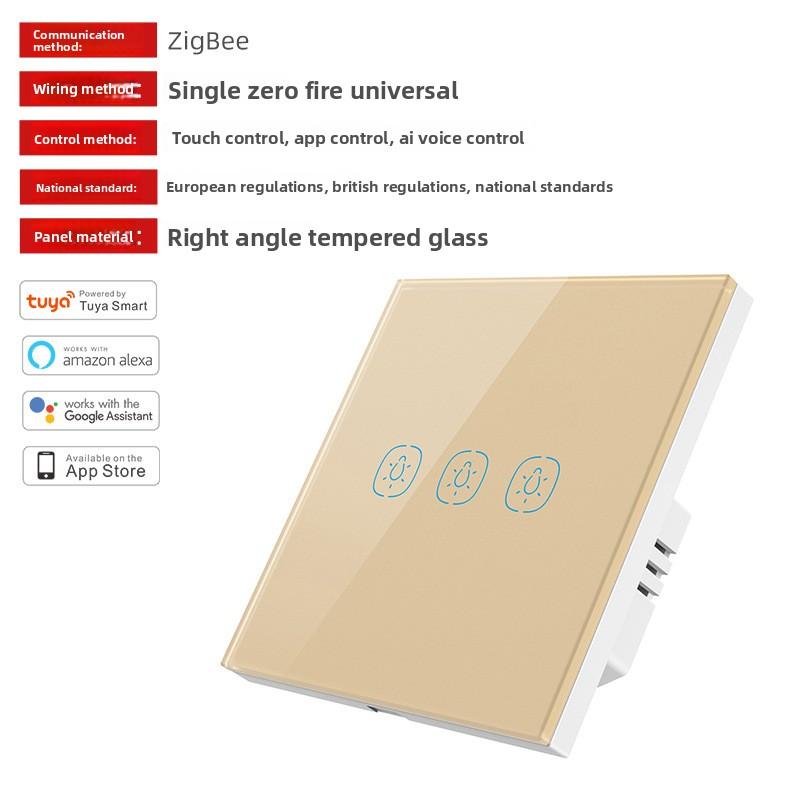 Zigbee Smart Home Glass Touch Control Panel Wifi Wall Switch Waterproof Retro Style Google Assistant Supported Works Alexa