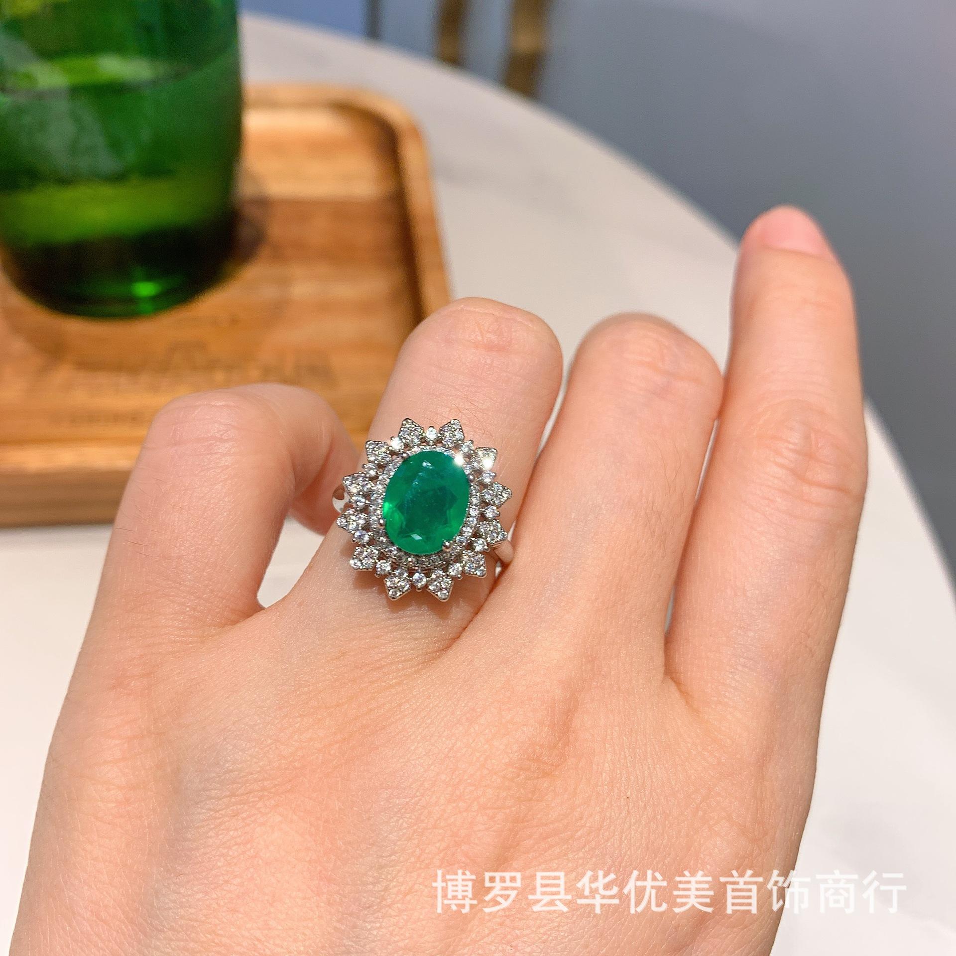 

S925 Серебряная игла с имитацией изумруда, комплект из трех предметов: ожерелье, кольцо, серьги, свадебные украшения