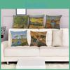 Moderne Künstlerische Ölmalerei Gedruckter Kissenbezug aus Baumwollleinen für Sofas und Autos