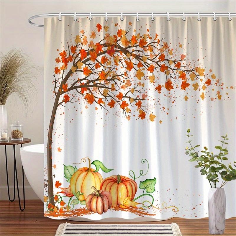 

1 Яркая осенняя занавеска для душа с деревьями и тыквами - Полиэфирная ткань, машинная стирка, полиэстер, декор для ванной комнаты 90X180cm