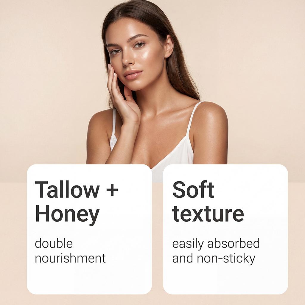 Tallow Honey Face Cream, Daily Moisturizing Smooth Delicate