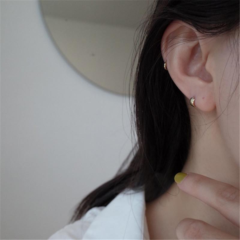 925 Sterling Silver INS Glossy Small Earrings for Women Fashion Temperament 14K Gold Plated Ear Jewelry Gift