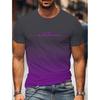 Summer Fashion Men's Clothing Trendy Design Gradient Color Letter Print T-Shirt Top Breathable Soft Short Sleeve Menswear