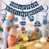 Happy Retirement Party Decorations - Retirement Banner Hanging Swirls Kit for Men Women (Blue)