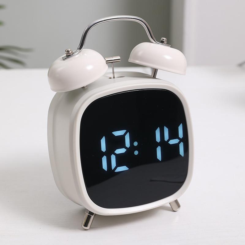 Electronic Metal Alarm Clock Featuring Led Screen And Powerful Chime For Home Sleep Aid