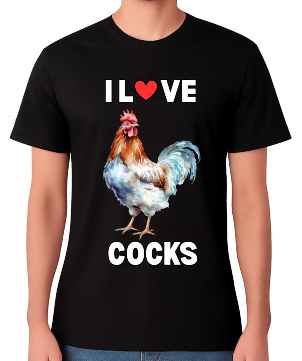 

Funny Rooster T-Shirt I Love Cocks Chicken Farm Humour Dick Gift Cock Unisex Tee S разноцветный