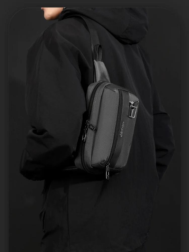 Minimalist Handheld Chest Bag Business Korean Style Men's Crossbody Bag Casual Sports Phone Shoulder Pouch