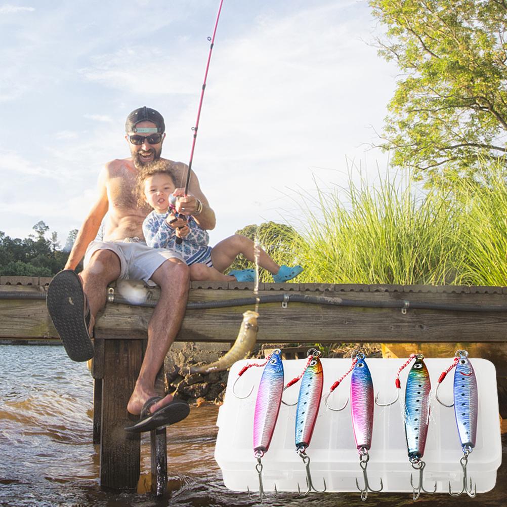 5Pcs 30g40g Slow Fall Pitch Fishing Lures Metal Flat Fishing Jigs Sinking Jigging Bait for