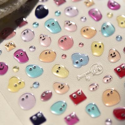 5D realistische Gelee süße verschiedene bunte Cartoon-Gesichtsausdrücke Werbung Nail Art Aufkleber Aufkleber Nageldekoration