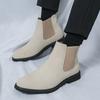 Fashion Designer New Men's Pointed Toe Black White Casual Ankle Boot Male Winter Fashion Chelsea Leather Shoes Zapatos Hombre