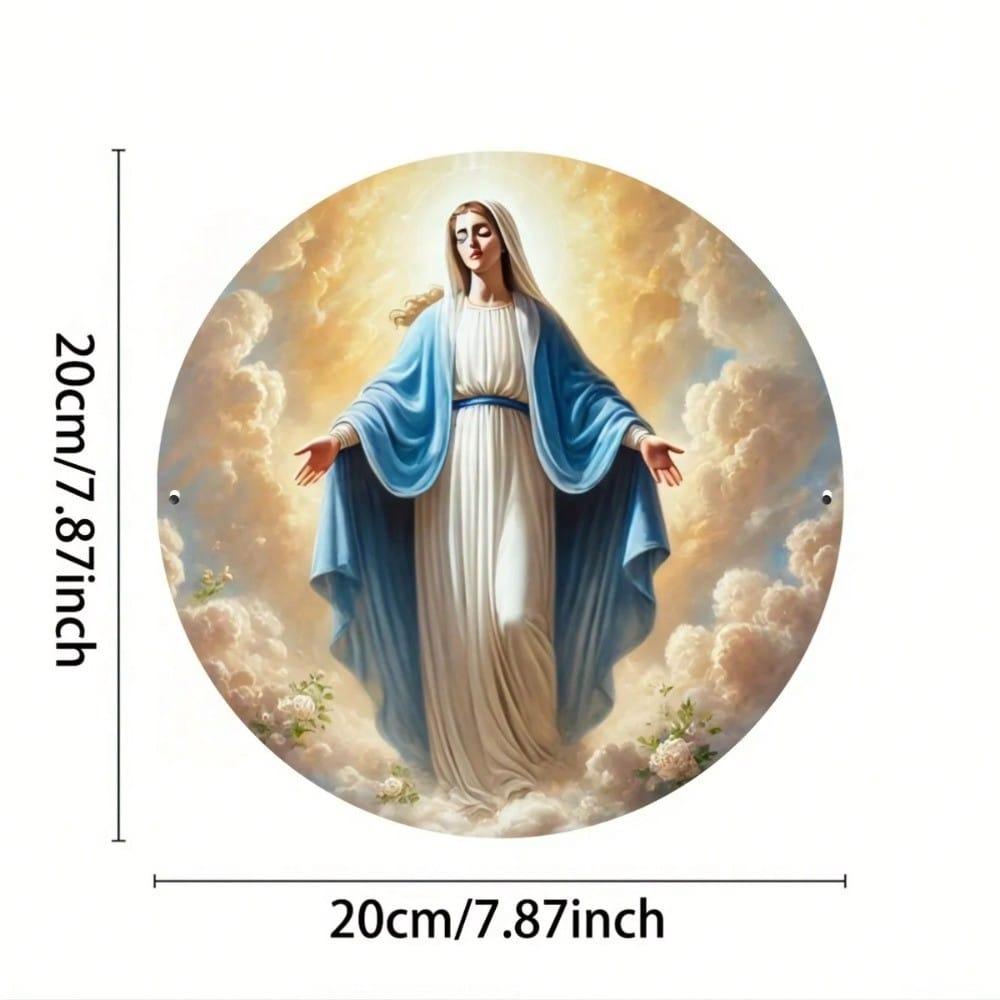 Virgin Mary Aluminum Foil Wall Art, Religious Metal Collage Decor for Home Cafe Bedroom