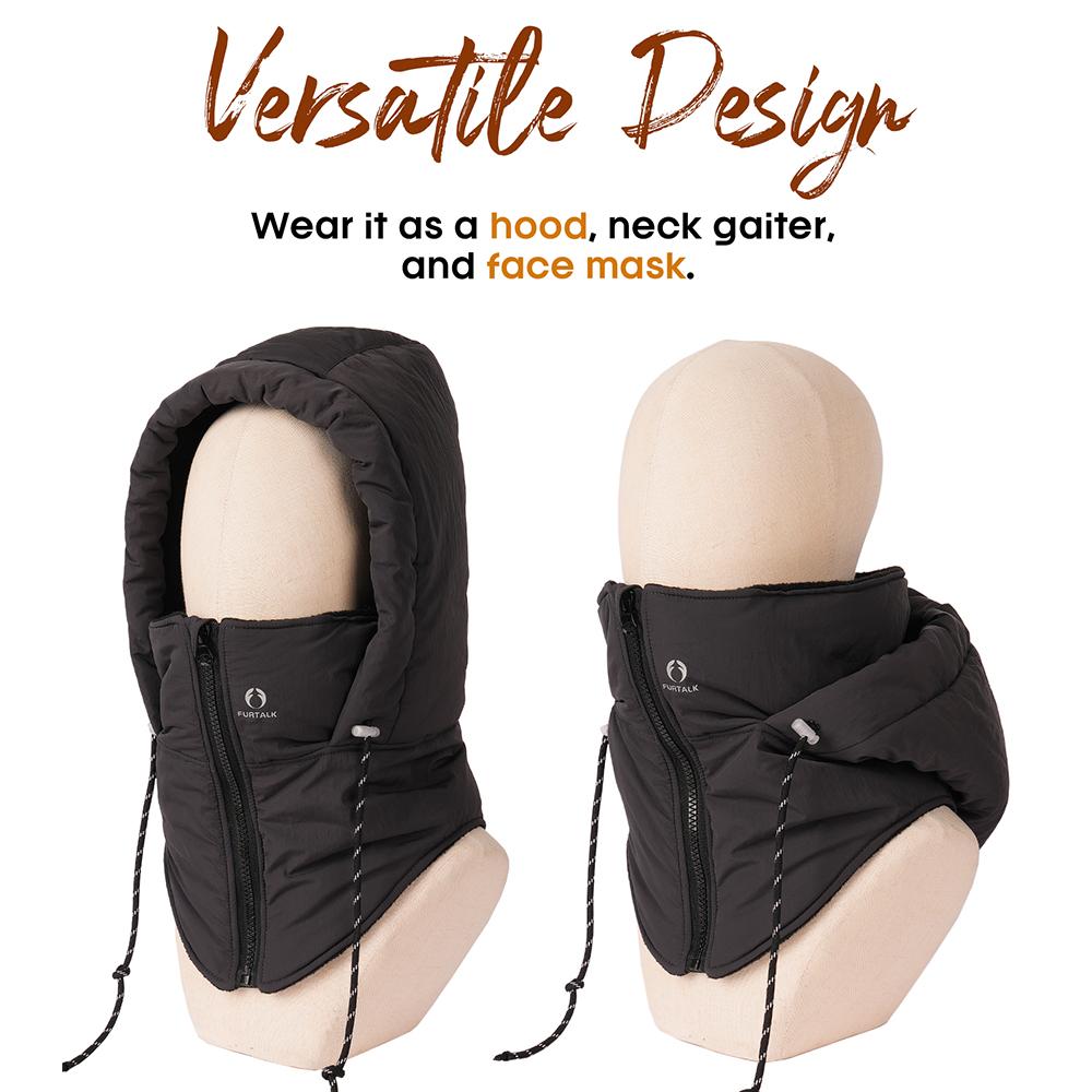 

FURTALK Waterproof Wind-Resistant Fleece Lined Balaclava Winter Face Mask Warm Scarf Hat Cover for Cold Weather Skiing Men Women One Size чорний