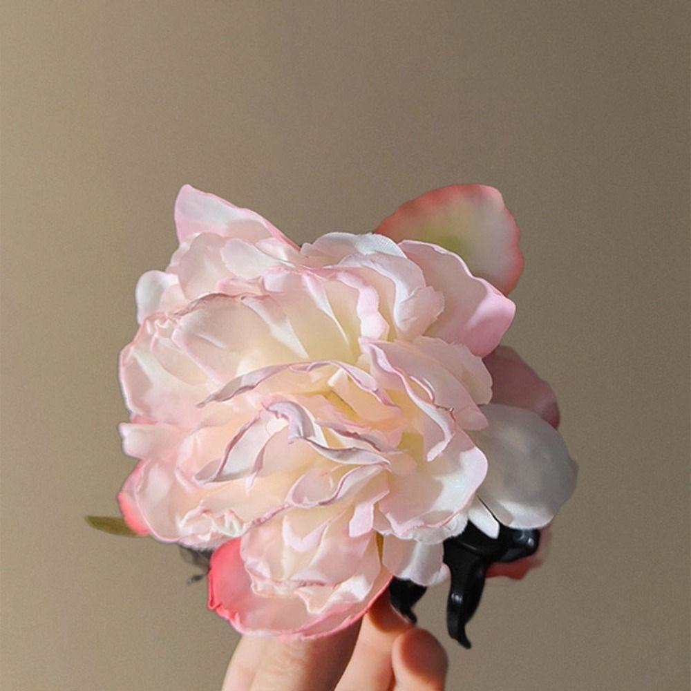 Ponytail Clip Artificial Flower Claw Clip Hairpin Large Shark Clip Peony Flower Hair Claw  Girl