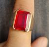 Ruby Ring, Mens Signet Ring, 925 Solid Sterling Silver, Gemstone Ring, Handmade Jewelry, 12x16 MM Ruby